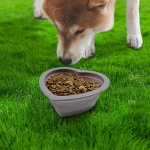 Fold Dog Bowls Silicone Love Shape, (Dark Purple)